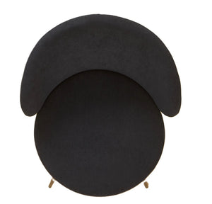 English Elm Round Velvet Barrel Accent Chair Mid Century Silhouette with Sleek Metal Legs for Any Room Black B2735P507571