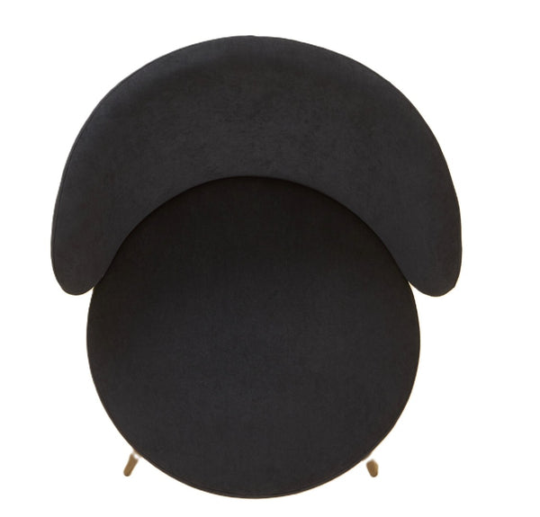 English Elm Round Velvet Barrel Accent Chair Mid Century Silhouette with Sleek Metal Legs for Any Room Black B2735P507571