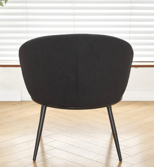 English Elm Round Velvet Barrel Accent Chair Mid Century Silhouette with Sleek Metal Legs for Any Room Black B2735P507571