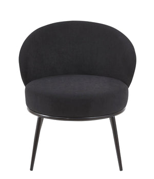 English Elm Round Velvet Barrel Accent Chair Mid Century Silhouette with Sleek Metal Legs for Any Room Black B2735P507571