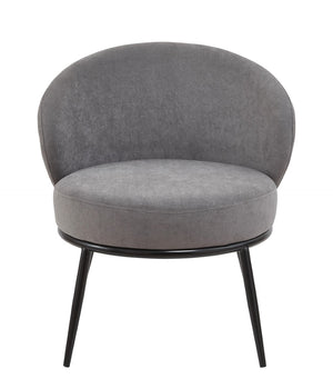 English Elm Round Velvet Barrel Accent Chair Mid Century Silhouette with Sleek Metal Legs for Any Room Gray B2735P507572