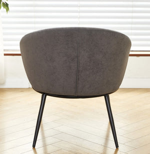 English Elm Round Velvet Barrel Accent Chair Mid Century Silhouette with Sleek Metal Legs for Any Room Gray B2735P507572