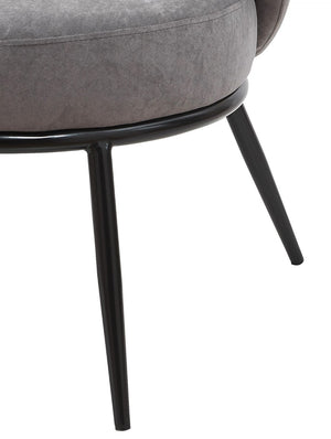 English Elm Round Velvet Barrel Accent Chair Mid Century Silhouette with Sleek Metal Legs for Any Room Gray B2735P507572