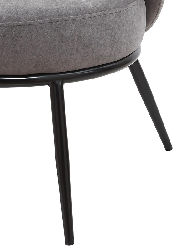 English Elm Round Velvet Barrel Accent Chair Mid Century Silhouette with Sleek Metal Legs for Any Room Gray B2735P507572