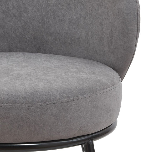 English Elm Round Velvet Barrel Accent Chair Mid Century Silhouette with Sleek Metal Legs for Any Room Gray B2735P507572