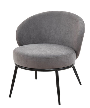 English Elm Round Velvet Barrel Accent Chair Mid Century Silhouette with Sleek Metal Legs for Any Room Gray B2735P507572