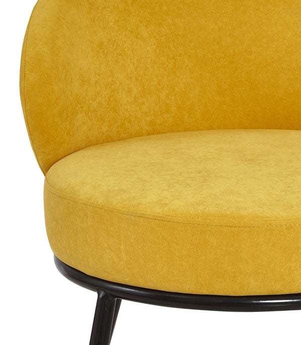 English Elm Round Velvet Barrel Accent Chair Mid Century Silhouette with Sleek Metal Legs for Any Room Yellow B2735P507573