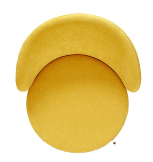 English Elm Round Velvet Barrel Accent Chair Mid Century Silhouette with Sleek Metal Legs for Any Room Yellow B2735P507573