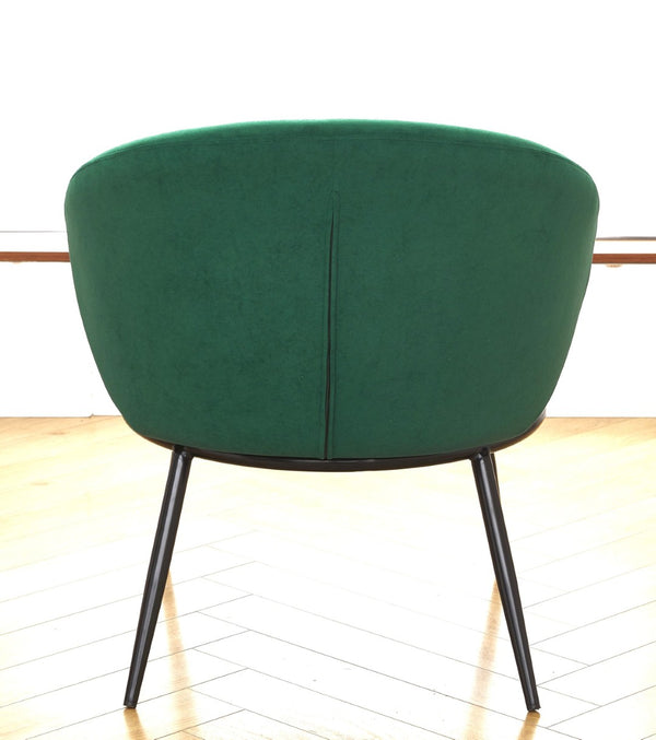 English Elm Round Velvet Barrel Accent Chair Mid Century Silhouette with Sleek Metal Legs for Any Room Green B2735P507574