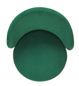English Elm Round Velvet Barrel Accent Chair Mid Century Silhouette with Sleek Metal Legs for Any Room Green B2735P507574