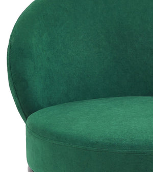 English Elm Round Velvet Barrel Accent Chair Mid Century Silhouette with Sleek Metal Legs for Any Room Green B2735P507574