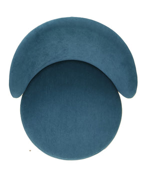 English Elm Round Velvet Barrel Accent Chair Mid Century Silhouette with Sleek Metal Legs for Any Room Blue B2735P507575