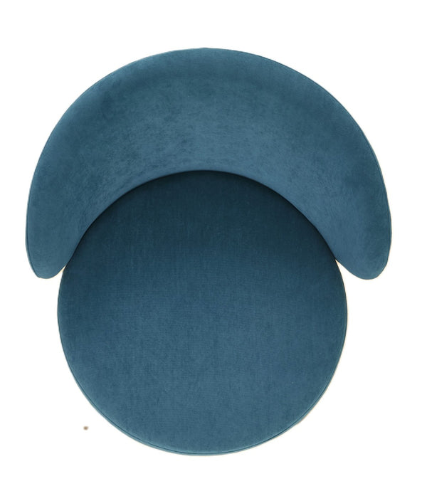 English Elm Round Velvet Barrel Accent Chair Mid Century Silhouette with Sleek Metal Legs for Any Room Blue B2735P507575
