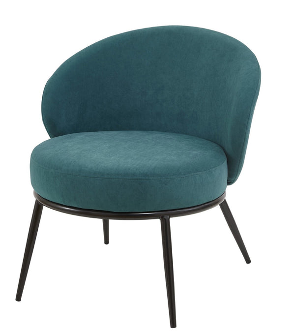 English Elm Round Velvet Barrel Accent Chair Mid Century Silhouette with Sleek Metal Legs for Any Room Blue B2735P507575