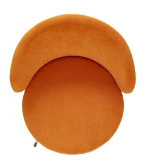 English Elm Round Velvet Barrel Accent Chair Mid Century Silhouette with Sleek Metal Legs for Any Room Orange B2735P507576