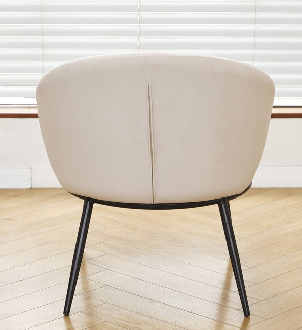 English Elm Round Velvet Barrel Accent Chair Mid Century Silhouette with Sleek Metal Legs for Any Room Beige B2735P507577