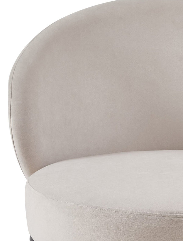 English Elm Round Velvet Barrel Accent Chair Mid Century Silhouette with Sleek Metal Legs for Any Room Beige B2735P507577