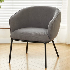 English Elm Modern Corduroy Barrel Accent Chair Channel Tufted with Sleek Black Metal Legs Grey B2735P508271