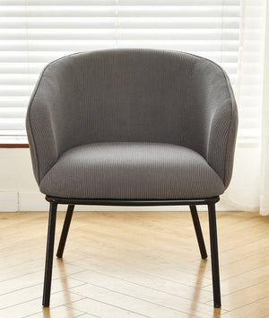 English Elm Modern Corduroy Barrel Accent Chair Channel Tufted with Sleek Black Metal Legs Grey B2735P508271