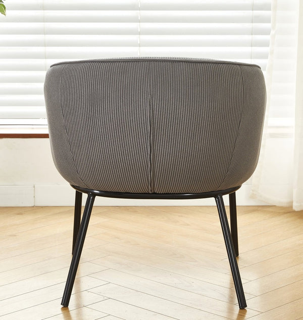 English Elm Modern Corduroy Barrel Accent Chair Channel Tufted with Sleek Black Metal Legs Grey B2735P508271