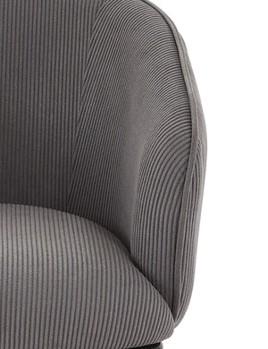 English Elm Modern Corduroy Barrel Accent Chair Channel Tufted with Sleek Black Metal Legs Grey B2735P508271