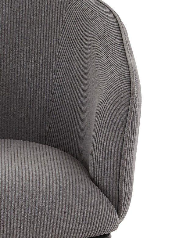 English Elm Modern Corduroy Barrel Accent Chair Channel Tufted with Sleek Black Metal Legs Grey B2735P508271