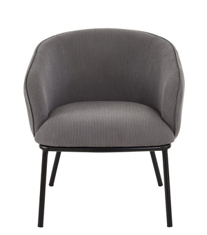 English Elm Modern Corduroy Barrel Accent Chair Channel Tufted with Sleek Black Metal Legs Grey B2735P508271