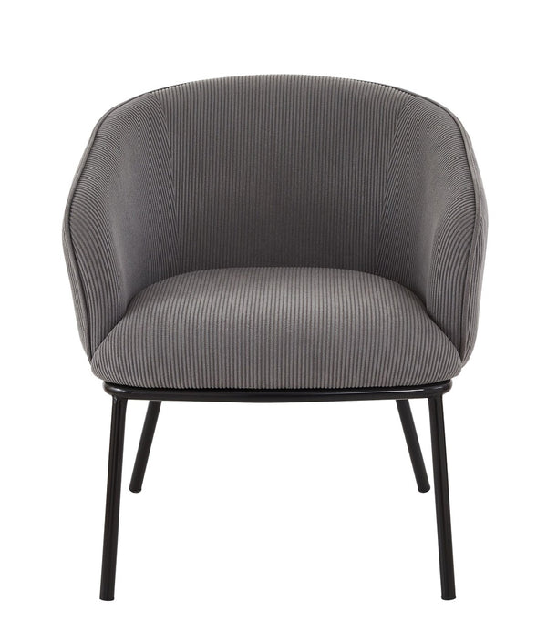 English Elm Modern Corduroy Barrel Accent Chair Channel Tufted with Sleek Black Metal Legs Grey B2735P508271