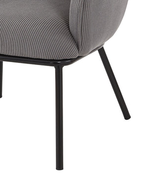 English Elm Modern Corduroy Barrel Accent Chair Channel Tufted with Sleek Black Metal Legs Grey B2735P508271