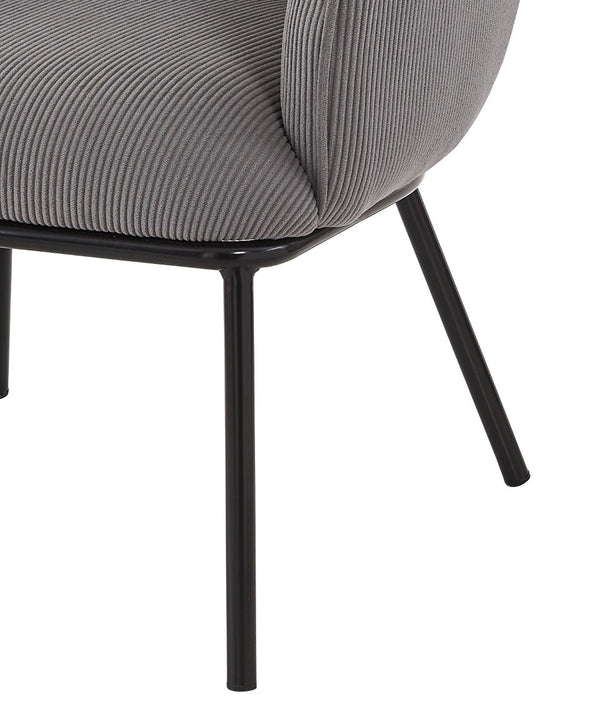 English Elm Modern Corduroy Barrel Accent Chair Channel Tufted with Sleek Black Metal Legs Grey B2735P508271