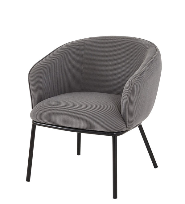 English Elm Modern Corduroy Barrel Accent Chair Channel Tufted with Sleek Black Metal Legs Grey B2735P508271