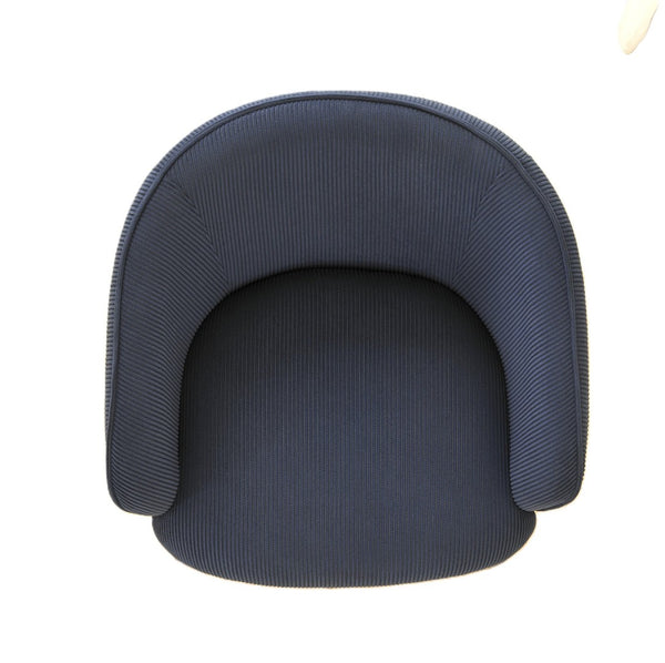English Elm Modern Corduroy Barrel Accent Chair Channel Tufted with Sleek Black Metal Legs Blue B2735P508272