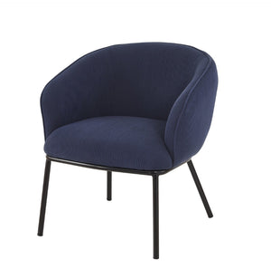 English Elm Modern Corduroy Barrel Accent Chair Channel Tufted with Sleek Black Metal Legs Blue B2735P508272