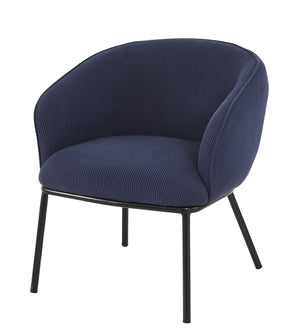 English Elm Modern Corduroy Barrel Accent Chair Channel Tufted with Sleek Black Metal Legs Blue B2735P508272