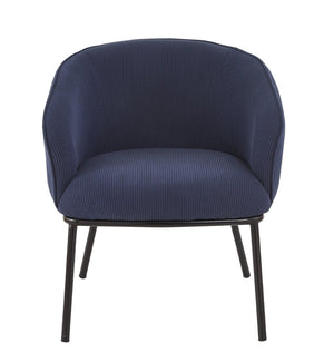 English Elm Modern Corduroy Barrel Accent Chair Channel Tufted with Sleek Black Metal Legs Blue B2735P508272