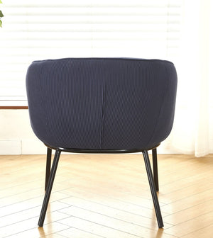 English Elm Modern Corduroy Barrel Accent Chair Channel Tufted with Sleek Black Metal Legs Blue B2735P508272