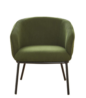English Elm Modern Corduroy Barrel Accent Chair Channel Tufted with Sleek Black Metal Legs Green B2735P508273