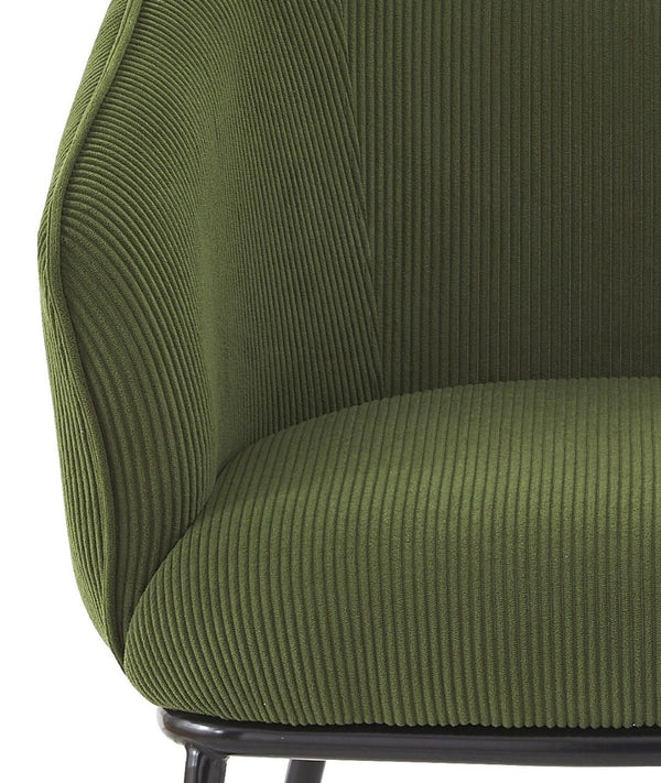 English Elm Modern Corduroy Barrel Accent Chair Channel Tufted with Sleek Black Metal Legs Green B2735P508273