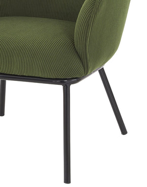 English Elm Modern Corduroy Barrel Accent Chair Channel Tufted with Sleek Black Metal Legs Green B2735P508273