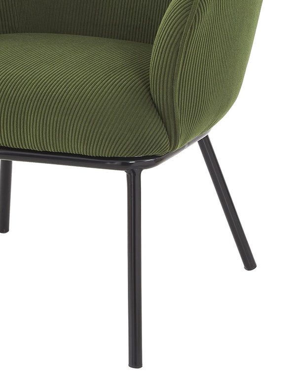 English Elm Modern Corduroy Barrel Accent Chair Channel Tufted with Sleek Black Metal Legs Green B2735P508273
