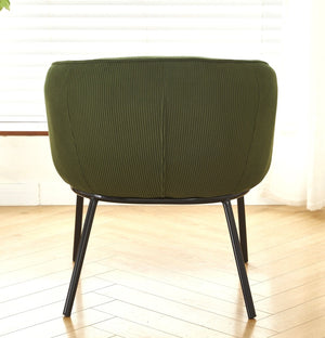 English Elm Modern Corduroy Barrel Accent Chair Channel Tufted with Sleek Black Metal Legs Green B2735P508273