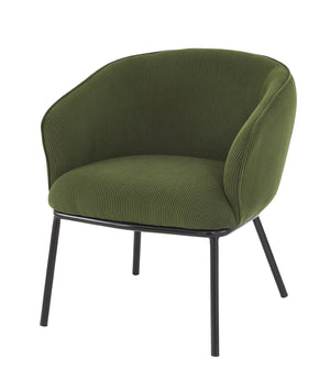 English Elm Modern Corduroy Barrel Accent Chair Channel Tufted with Sleek Black Metal Legs Green B2735P508273