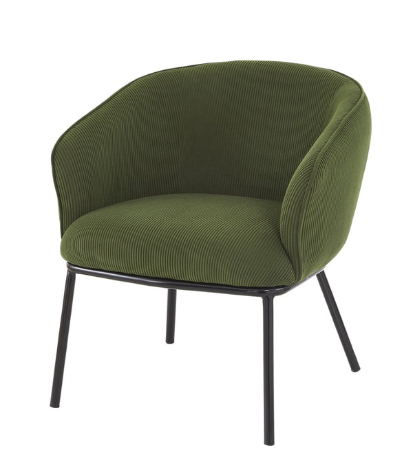 English Elm Modern Corduroy Barrel Accent Chair Channel Tufted with Sleek Black Metal Legs Green B2735P508273