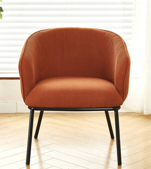 English Elm Modern Corduroy Barrel Accent Chair Channel Tufted with Sleek Black Metal Legs Orange B2735P508274