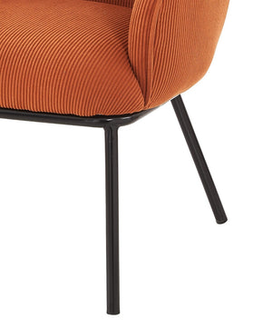 English Elm Modern Corduroy Barrel Accent Chair Channel Tufted with Sleek Black Metal Legs Orange B2735P508274