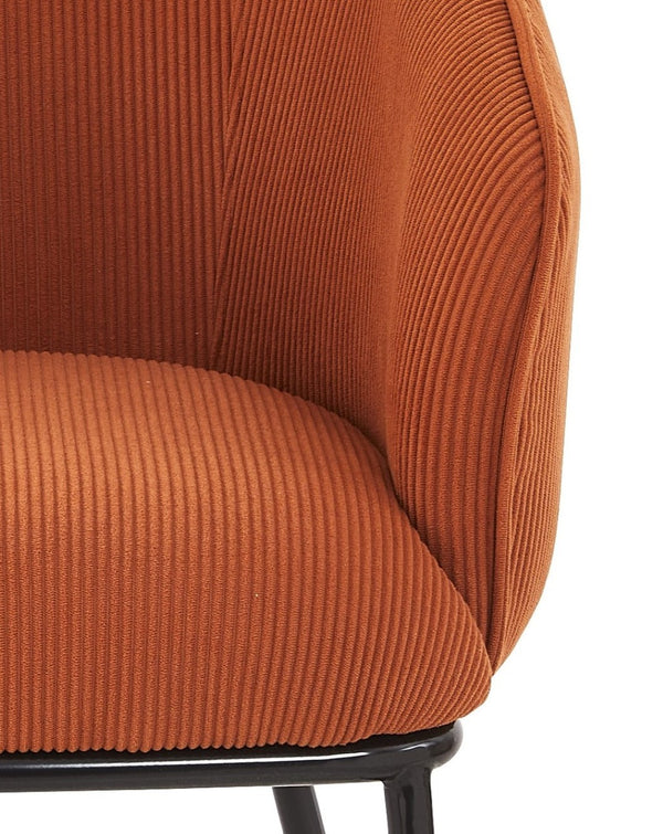 English Elm Modern Corduroy Barrel Accent Chair Channel Tufted with Sleek Black Metal Legs Orange B2735P508274