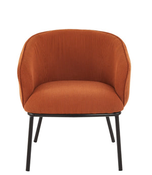 English Elm Modern Corduroy Barrel Accent Chair Channel Tufted with Sleek Black Metal Legs Orange B2735P508274