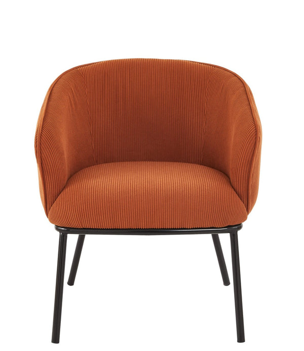English Elm Modern Corduroy Barrel Accent Chair Channel Tufted with Sleek Black Metal Legs Orange B2735P508274