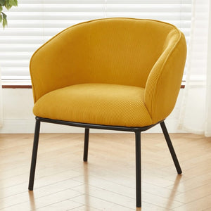English Elm Modern Corduroy Barrel Accent Chair Channel Tufted with Sleek Black Metal Legs Yellow B2735P508275