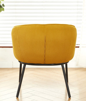 English Elm Modern Corduroy Barrel Accent Chair Channel Tufted with Sleek Black Metal Legs Yellow B2735P508275